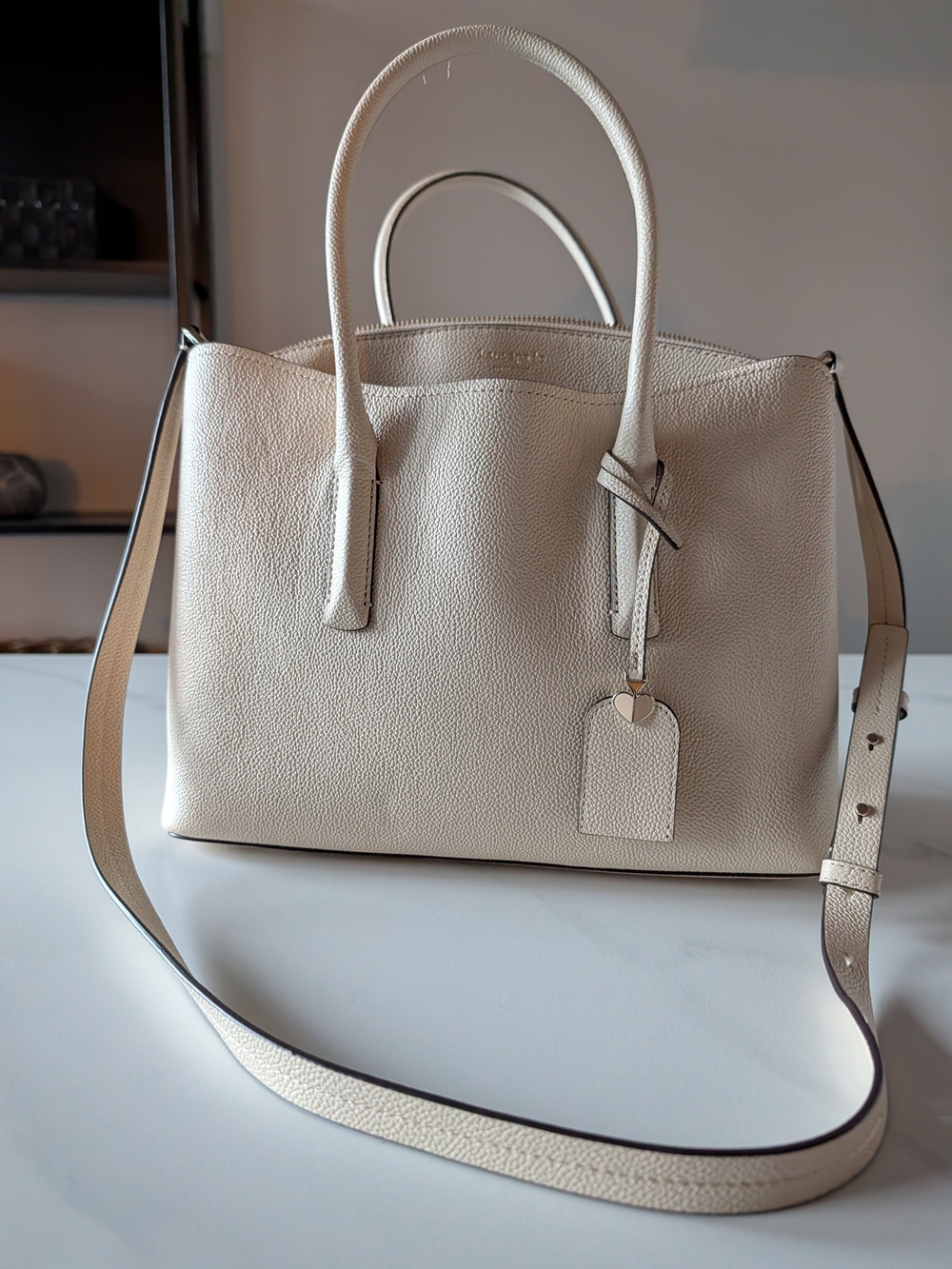 Leather Tote Handbag in Cream by Kate Spade